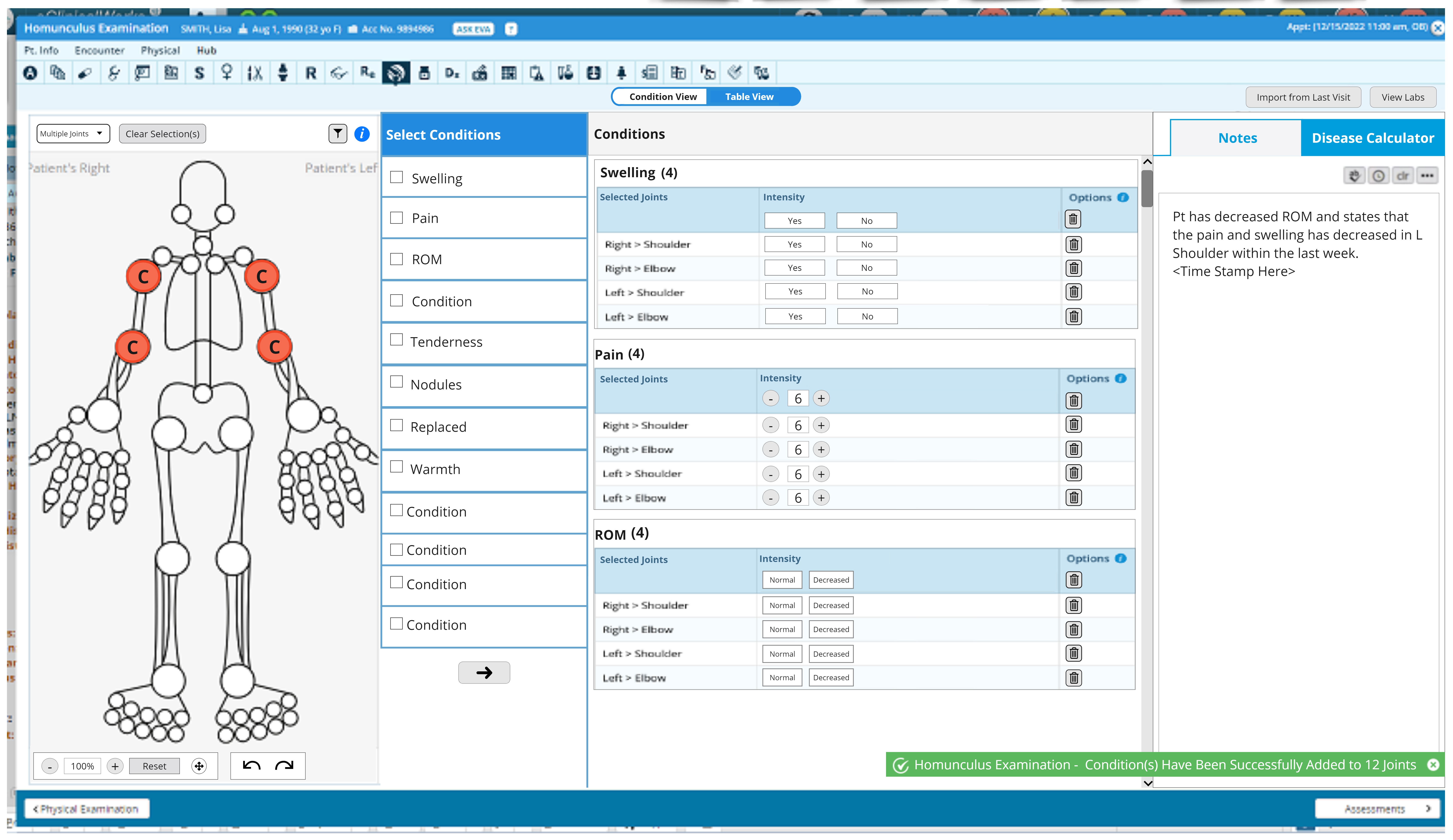 Cropped screenshot of the prototype evaluated onsite during the Joint Examination Module study.